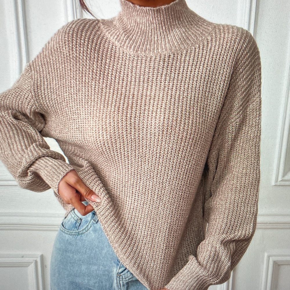 Cozy Beige Turtleneck Sweater - Picture 2 of 4